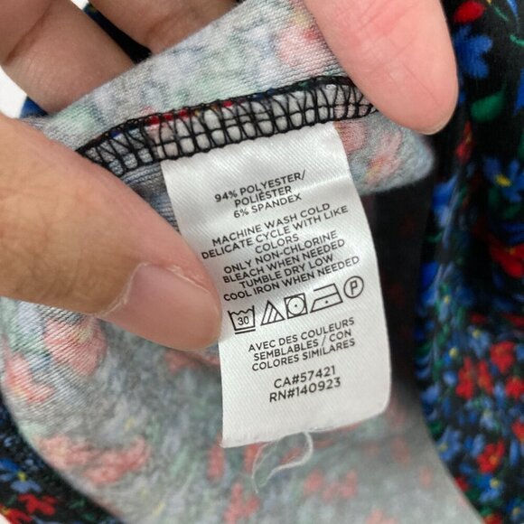 LOFT Navy Red Ditsy Floral V Neck Velvet Lightweight Comfy Blouse Large - Picture 7 of 9